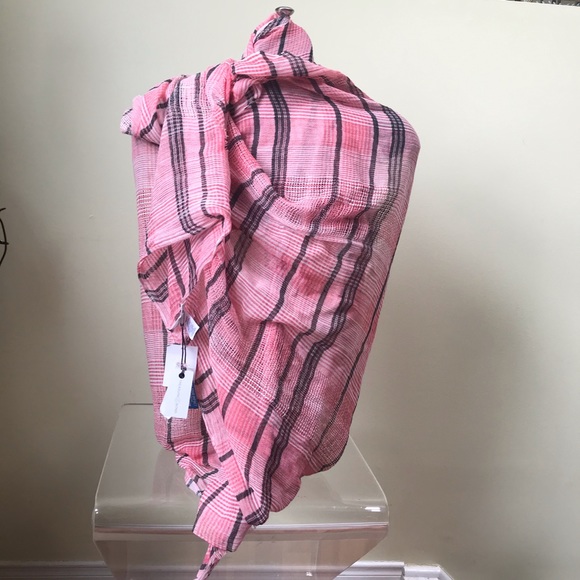 Treasure & Bond NEW Pink Plaid Scarf Shawl Wrap Large Nordstrom All Season Tags - Picture 1 of 10